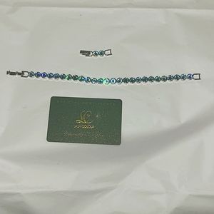 Lady Colour NIB Sky Blue Swarovski Crystal Tennis Bracelet. 7 in.